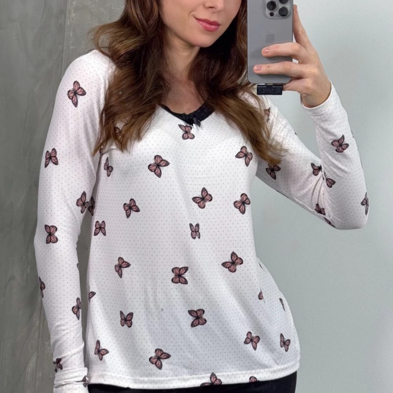 Pijama Inverno Suede - Blusa Estampada